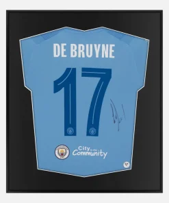 Framed De Bruyne Signed Shirt, Man City Home [Lite]