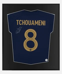Framed Aurelien Tchouameni Signed France Shirt, Home Blue [Lite]
