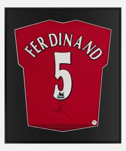 Framed Ferdinand Signed Manchester United Shirt, Display [Lite]