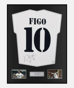 Framed Figo Signed Real Madrid Shirt Home [Classic]
