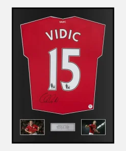 Framed Nemanja Vidic Signed Manchester United Shirt 2010-11 Home [Classic]