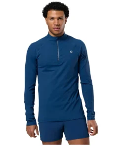 Gym+Coffee Mens Top Relentless ¼ Zip Petrol Blue