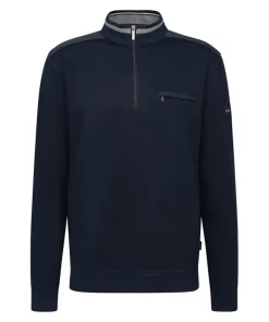 Bugatti Mens Sweatshirt Troyer ¼ Zip Marine