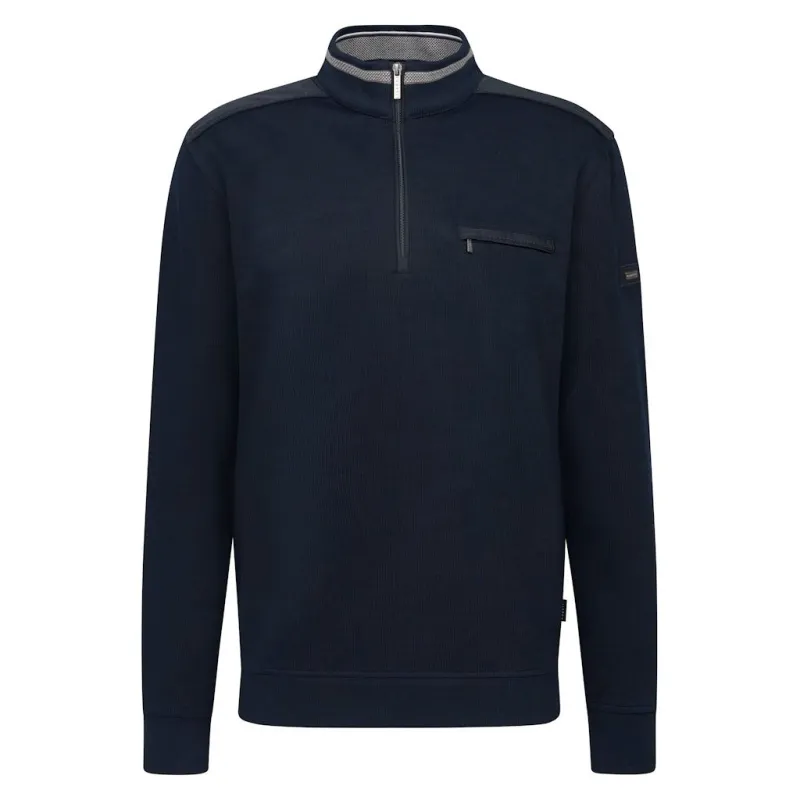 Bugatti Mens Sweatshirt Troyer ¼ Zip Marine