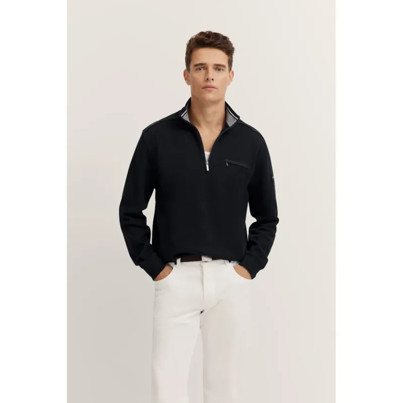 Bugatti Mens Sweatshirt Troyer ¼ Zip Marine - Image 2