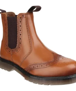 Amblers Dalby Pull On Brogue Boot Tan