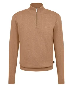 Bugatti Mens Sweater Knit Troyer 1/4 Zip Taupe
