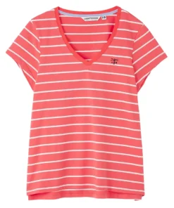 Lighthouse Womens Tee Ariana S/S Deep Coral Stripe