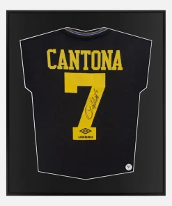 Framed Cantona Signed Shirt, Manchester United Away Black 93 [Lite]