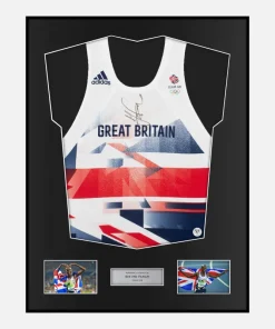 Framed Sir Mo Farah Signed Team GB Vest Gold [Classic]