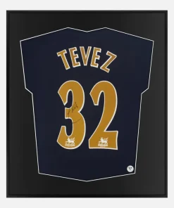 Framed Carlos Tevez Signed Shirt, West Ham Navy Away [Lite]