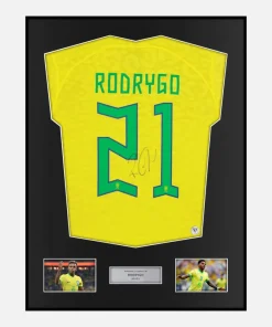 Framed Rodrygo Signed Brazil Shirt 2022 World Cup [Classic]