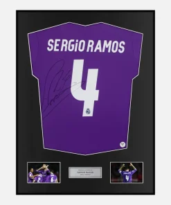 Framed Sergio Ramos Signed Real Madrid Shirt 2016-17 Away [Classic]