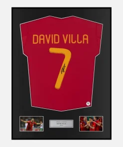 Framed David Villa Signed Spain Shirt 2010 World Cup [Classic]