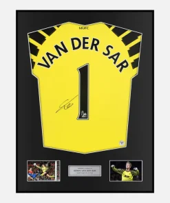 Framed Van Der Sar Signed Manchester United Shirt Goalkeeper Yellow [Classic]