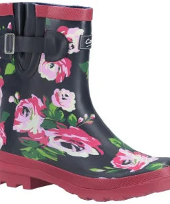 Cotswold Paxford Elasticated Mid Calf Wellington Boot Black/Flower
