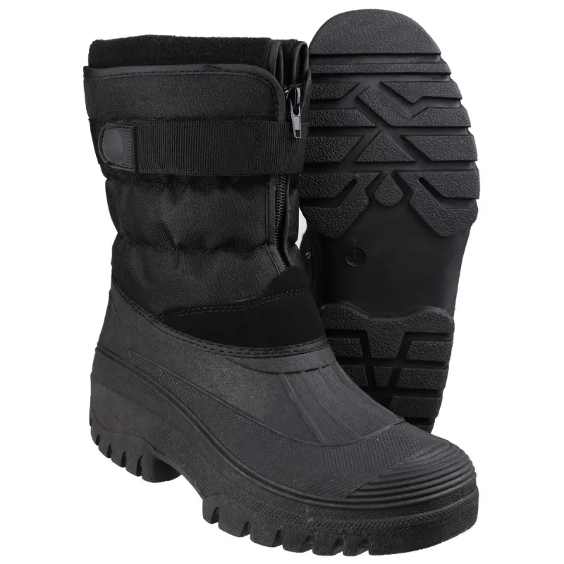 Cotswold Chase Touch Fastening and Zip up Winter Boot Black - Image 2