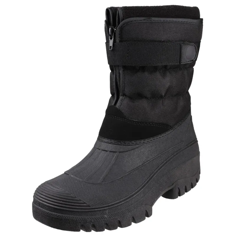Cotswold Chase Touch Fastening and Zip up Winter Boot Black - Image 3