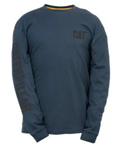 Caterpillar Trademark Banner Long Sleeve T-Shirt Dark Marine