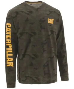 Caterpillar Trademark Banner Long Sleeve Tee Night Camo