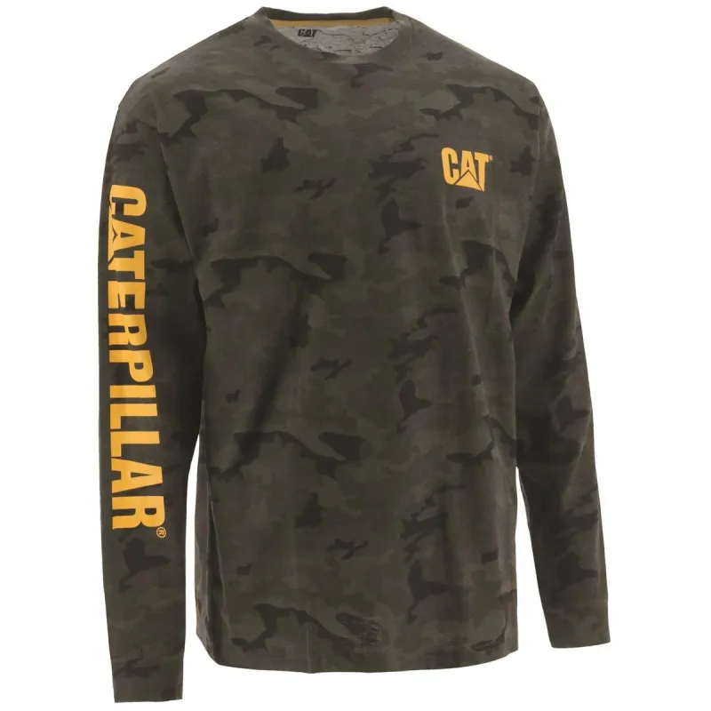Caterpillar Trademark Banner Long Sleeve Tee Night Camo