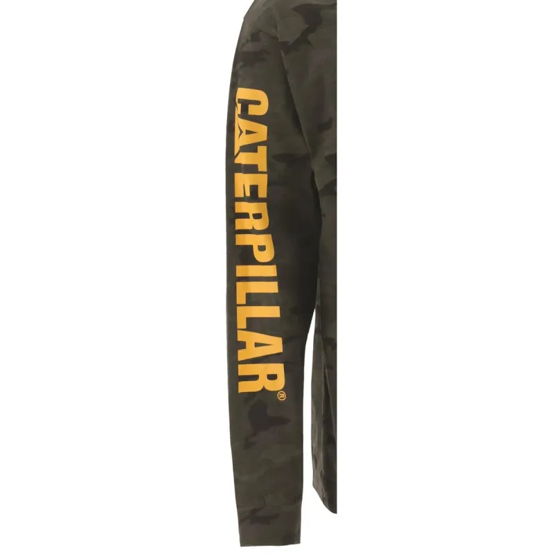 Caterpillar Trademark Banner Long Sleeve Tee Night Camo - Image 2