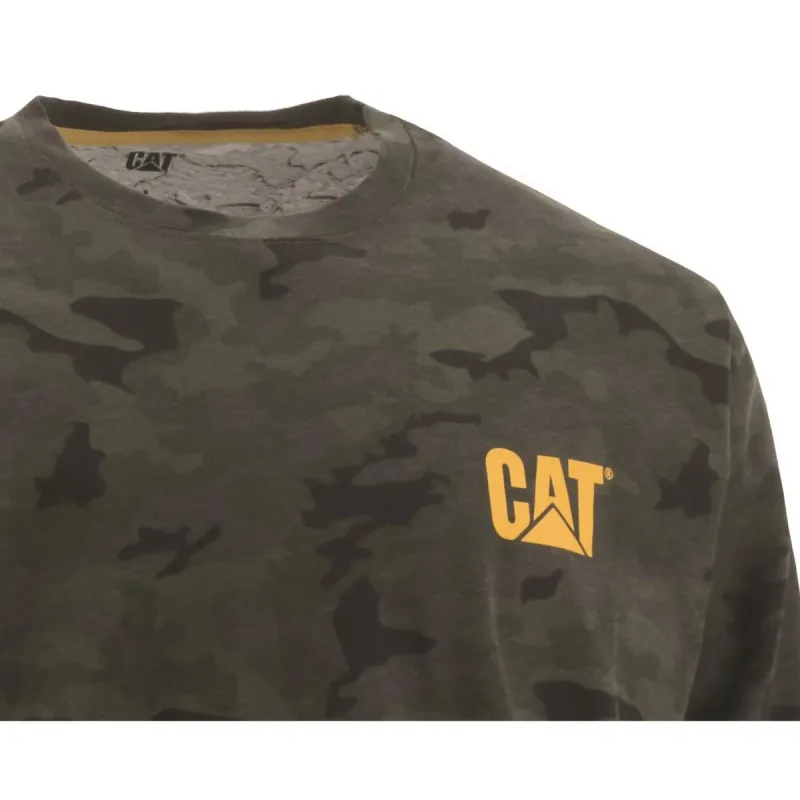 Caterpillar Trademark Banner Long Sleeve Tee Night Camo - Image 3