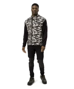 Caterpillar Hooded Long Sleeve Tee Stone Camo