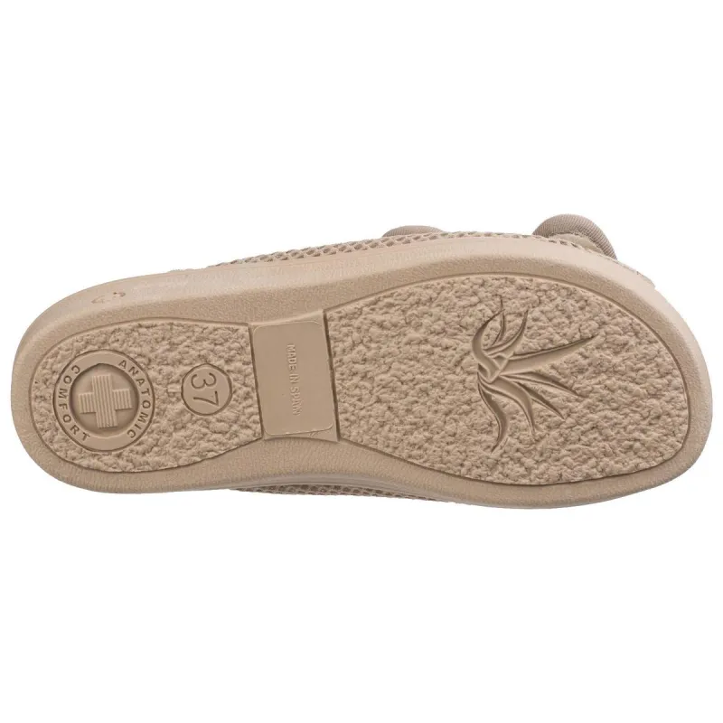 Celia Ruiz 213 Touch Fastening Slipper Wide Fit Beige - Image 2