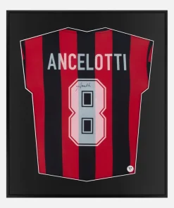 Framed Carlo Ancelotti Signed Shirt, AC Milan 1989-90 Home [Lite]
