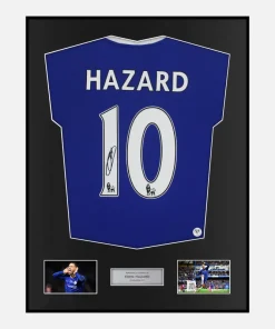 Framed Eden Hazard Signed Chelsea Shirt 2016-17 Home [Classic]