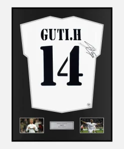 Framed Guti Signed Real Madrid Shirt 2002-03 Home [Classic]