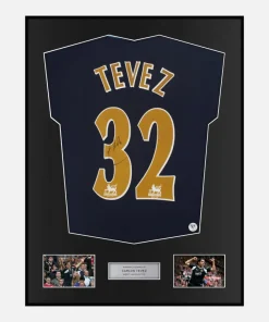 Framed Carlos Tevez Signed West Ham United Shirt 2006-07 Away [Classic]