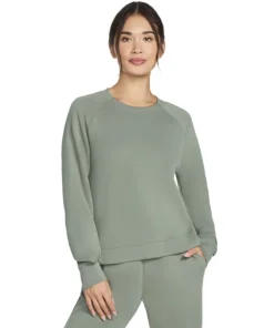 Skechers Womens Sweatshirt Skechluxe Elevate Crewneck Taupe/Olive