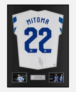 Framed Kaoru Mitoma Signed Brighton Shirt Home [Classic]