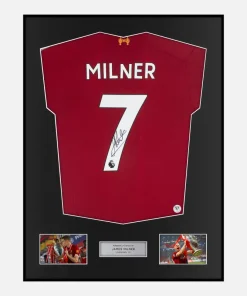 Framed James Milner Signed Liverpool Shirt 2019-20 Home [Classic]