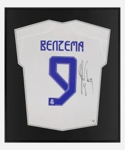 Framed Karim Benzema Signed Real Madrid Home 2021-22 [Lite]