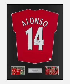 Framed Xabi Alonso Signed Liverpool Shirt 2005 Istanbul Home [Classic]