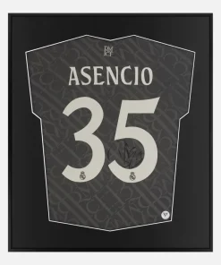 Framed Raul Asencio Signed Shirt, Real Madrid, Grey Third Away [Lite]