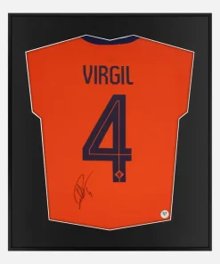Framed Virgil Van Dijk Signed Shirt, Holland Orange Home [Lite]