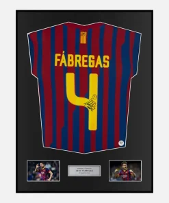 Framed Cesc Fabregas Signed Barcelona Shirt 2011-12 Home [Classic]