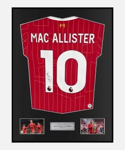 Framed Signed Mac Allister Liverpool Shirt 2024-25 Home [Classic]