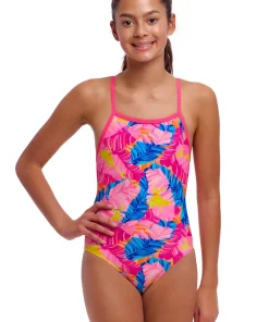 FUNKITA GIRLS ONE PIECE TIE ME TIGHT SWIMSUIT JUST JUNGLE PINK