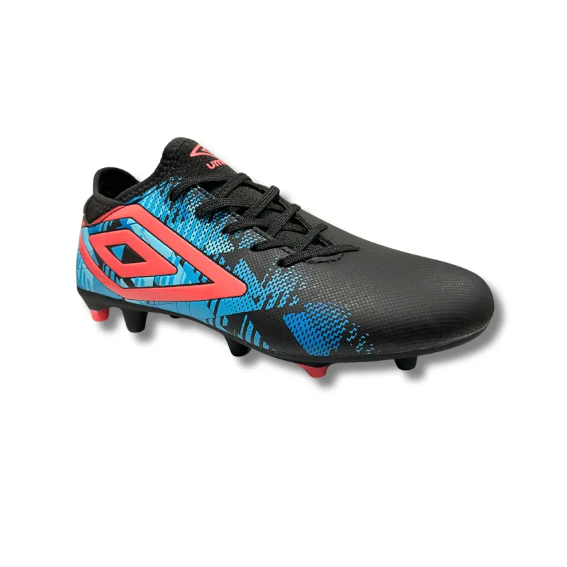 Umbro Junior Football Boot Formation III IRL FG Black/Coral Paradise/Light Blue
