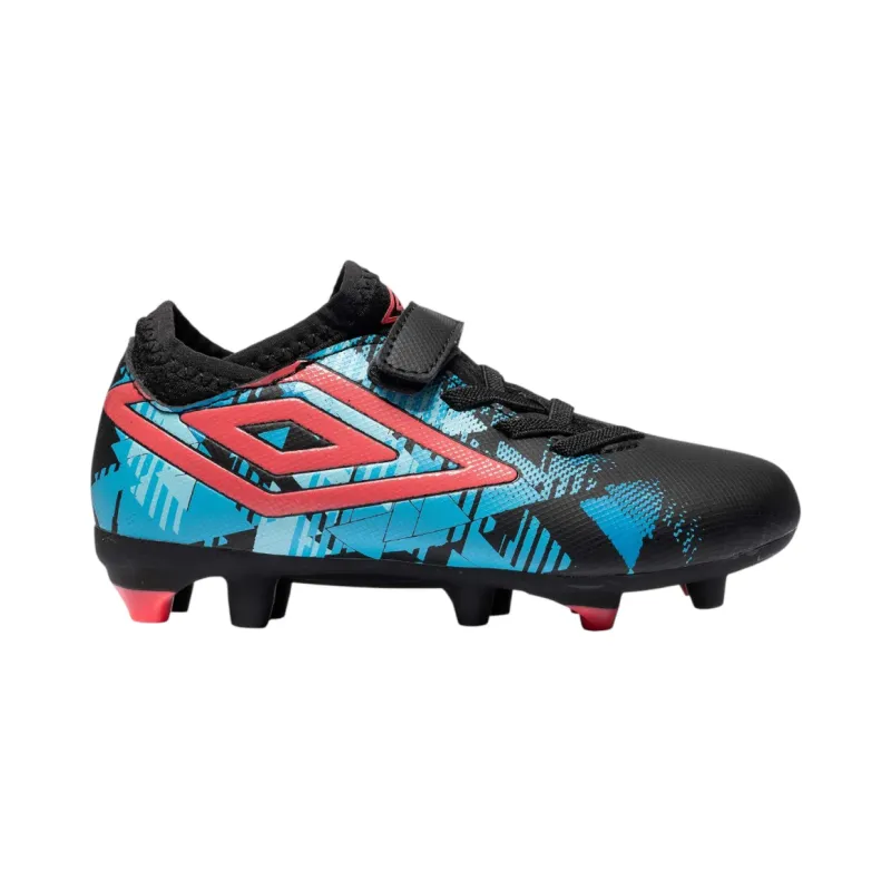 Umbro Kids Football Boot Formation III IRL FG VE Black/Coral Paradise/Light Blue