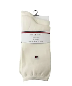Tommy Hilfiger Womens 2 Pack Socks Off White