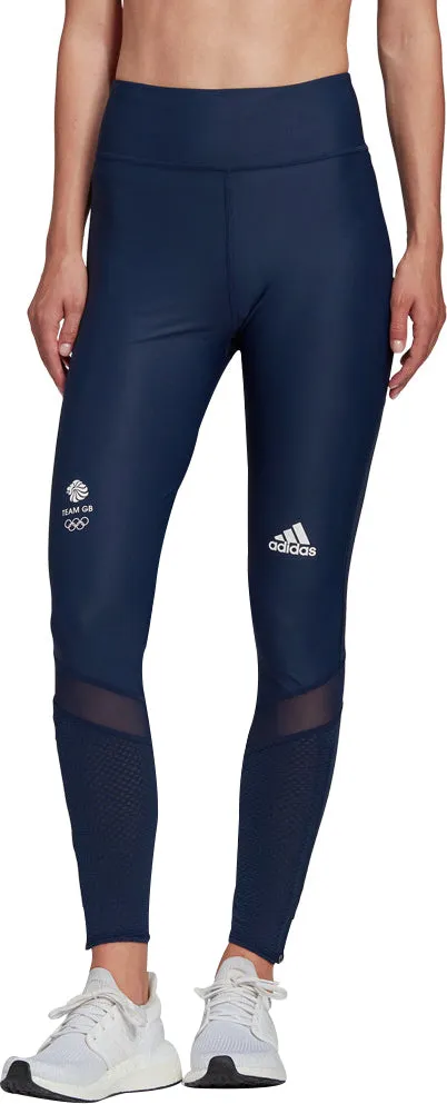 adidas Team GB Womens 7/8 Running Tights - Blue