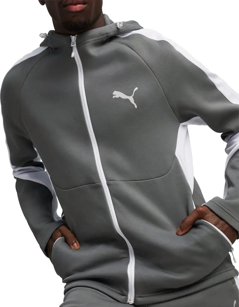 Puma EvoStripe Full Zip Mens Training Hoody - Grey