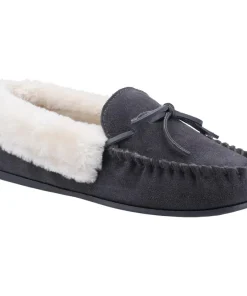 Cotswold Sopworth Slip on Moccasin Slipper Grey