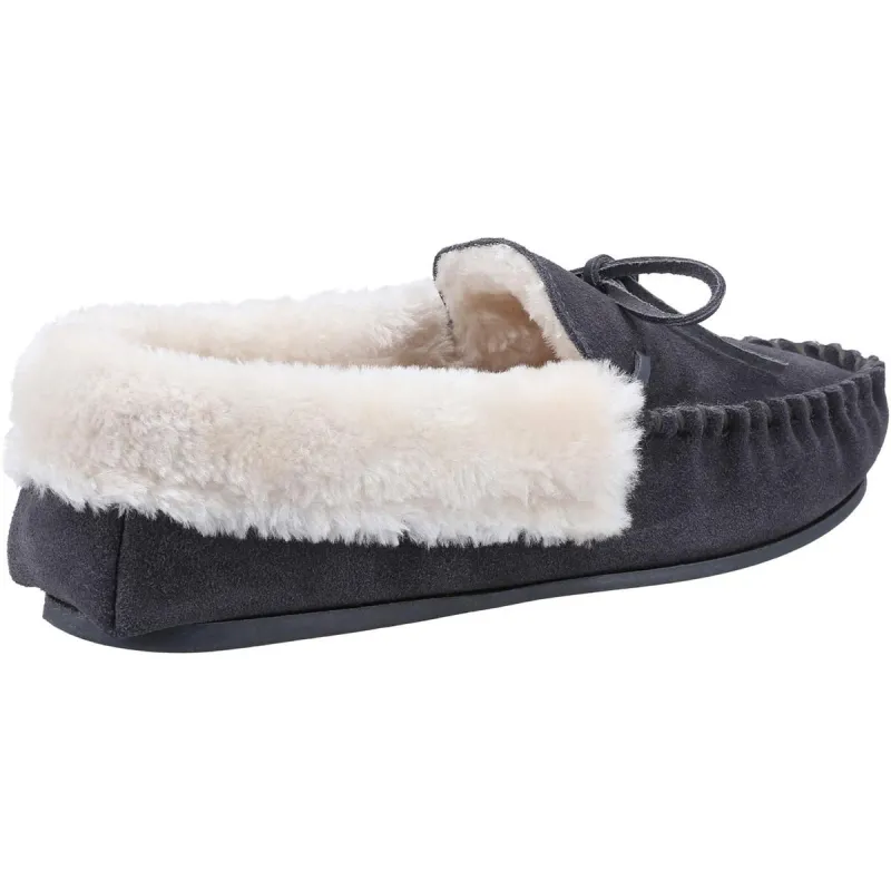 Cotswold Sopworth Slip on Moccasin Slipper Grey - Image 3